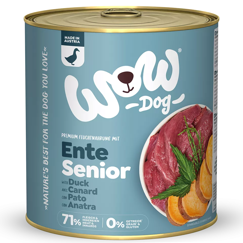 Nourriture humide pour chiens seniors WOW Canard 400 g- 800 g