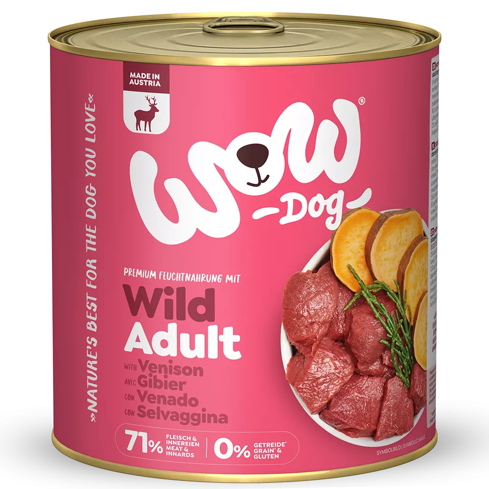 Nourriture humide pour chiens WOW Gibier 400 g-800 g
