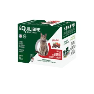 Effilés au bœuf, haricots & tomates 12 X 85 g Chat stérilisé et Chat adulte Équilibre & Instinct