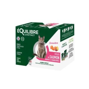 Effilés au saumon, ananas & cranberries 12 X 85 g Chat stérilisé et Chat adulte - Équilibre & Instinct