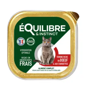 Pâtée au boeuf et courgettes pour chats Équilibre & Instinct