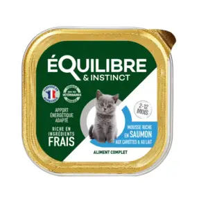 Mousse riche en saumon & aux carottes pour chatons Équilibre & Instinct