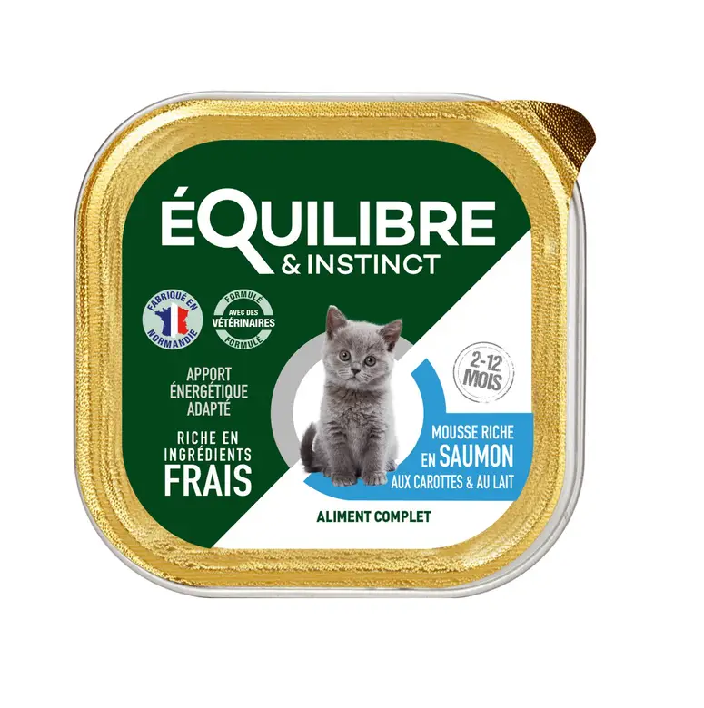 Mousse riche en saumon & aux carottes pour chatons Équilibre & Instinct