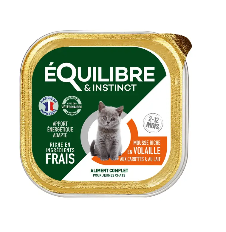 Mousse riche en volaille & aux carottes pour chatons Équilibre & Instinct