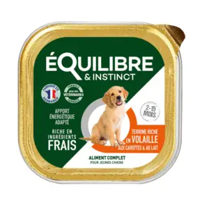Pâtée riche en volaille & aux carottes pour chiots - Equilibre & Instinct
