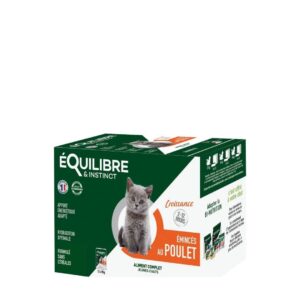 Emincés au poulet pour chatons 12x85g - Equilibre & Instinct