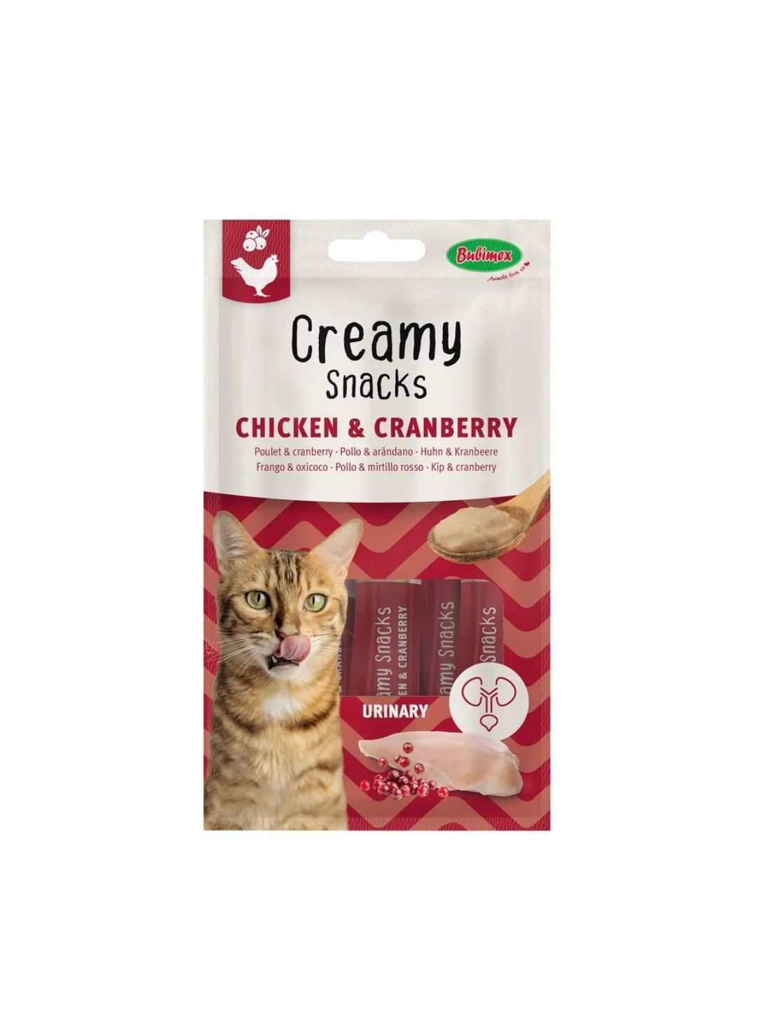 Creamy Snacks poulet/cranberry pour chats x 4 - Bubimex